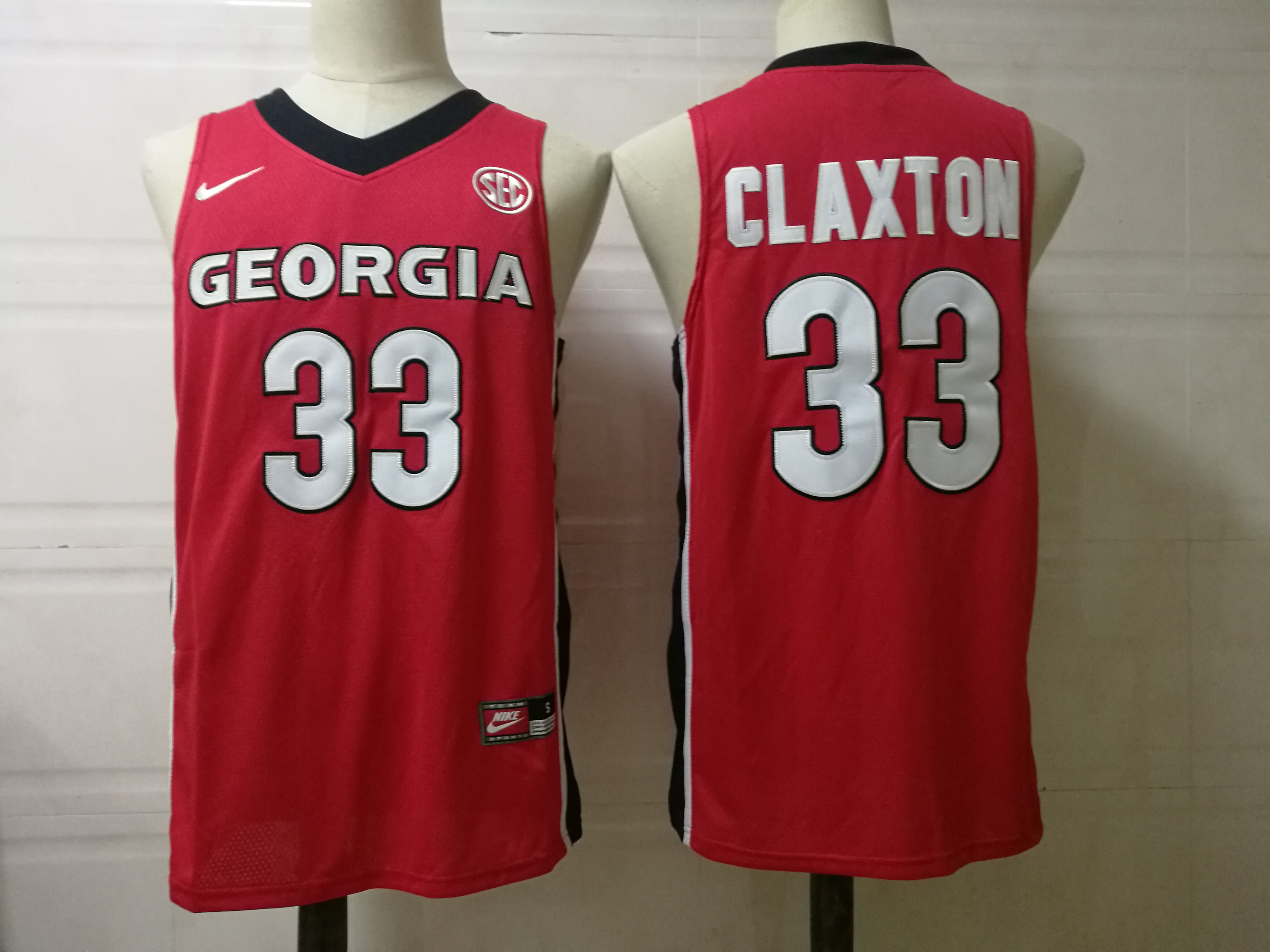 Men Georgia Bulldogs #33 Claxton Red Nike 2025 NCAA Jersey